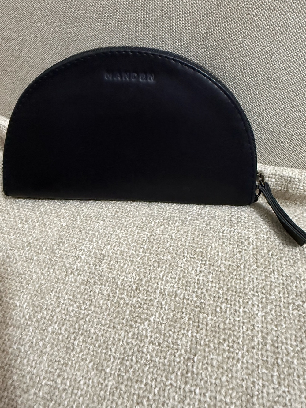 Half-Moon Black Leather Key & Card Holder